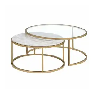 Living Room Furniture Metal Center Coffee table Modern luxury dining table Salon Glass coffee table