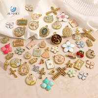 SUMMLY Breloques Croix en Acier Inoxydable Plaqué Or 18 carats pour Fabrication de Bijoux, Pendentifs DIY, Vente en Gros