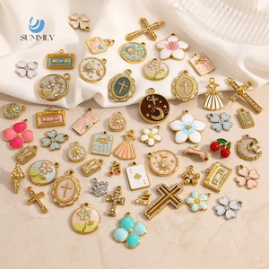 SUMMLY Cross Charms Stainless Steel 18k Gold Plated Bracelet Charm for Jewelry Making DIY Pendant Charm Wholesale - Product Image 1