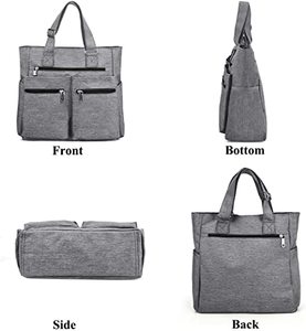 <span class=keywords><strong>Bolsa</strong></span> <span class=keywords><strong>de</strong></span> Lona Impermeable y Elegante, <span class=keywords><strong>de</strong></span> Gran Capacidad, con Múltiples Bolsillos, Bolso <span class=keywords><strong>de</strong></span> Hombro Casual para el <span class=keywords><strong>Trabajo</strong></span> Diario, para Laptop, para Maestros - Product Image 2
