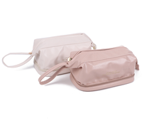 Sac à cosmétiques double couche en cuir, sac de maquillage de voyage portable, trousse de toilette en cuir, pochette à cosmétiques spacieuse pour femmes et filles