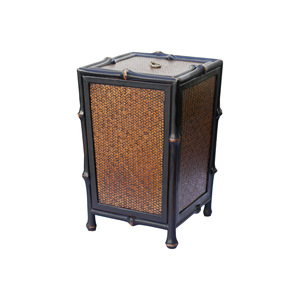 Handmade <b>Black</b> Bamboo Wastebasket Rectangular With Lid Indoor Household Trash Can Anji Origin - Product Image 5