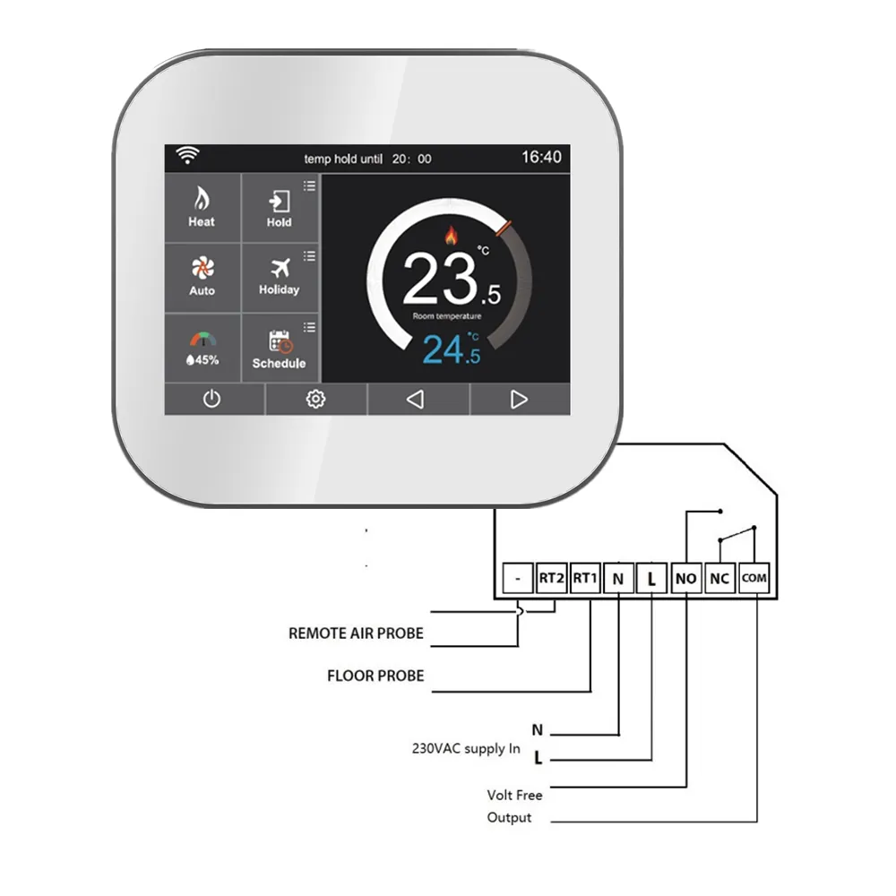 Wifi APP ควบคุมโปรแกรม Modbus TCP RS485 ห้องดิจิตอลหม้อไอน้ำวาล์ว Underfloor ความร้อนน้ำระบบ thermostat
