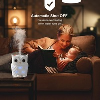 Humidificateur d'aromathérapie à brume fraîche LED 7 couleurs 200 ml, 2 modes de brume, arrêt automatique, alimentation USB, diffuseur d'huiles essentielles en céramique en forme de hibou