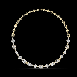 Collier chaîne à maillons en diamant de laboratoire géométrique argenté en or 14K/18K avec un design moderne et élégant, bijoux de mariage et d'anniversaire - Product Image 5