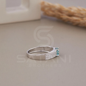 Bague élégante en moissanite bleu-vert, coupe coussin, pavé, argent sterling, pour femmes, bijoux de fiançailles, mode - Product Image 3