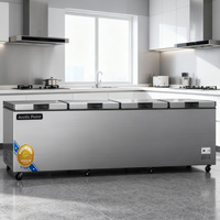 Congélateur horizontal commercial à grande capacité, 4 portes, 2300 litres, acier inoxydable