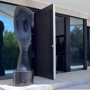 Portes d'entrée élégantes en aluminium avec reconnaissance faciale biométrique, couleur or - Product Image 6