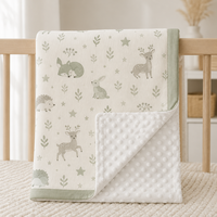 Couverture bébé en peluche double face personnalisée Hongbo avec dos à pois, impression OEM ODM pour les couvertures de chambre d'enfant