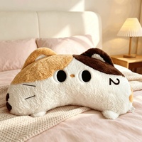 Peluche chat mignon grande taille en polyester, coussin moelleux avec rembourrage en coton PP, poupée à câliner pour chevet, style apaisant, cadeau idéal pour