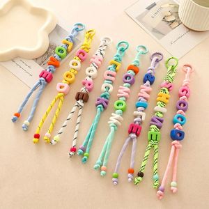 Colorful Letter Beaded <b>Polyester</b> Adjustable Keychain <b>Lanyards</b> Custom Name Word Key Rings Paracord Bag Charms Fashion Accessories - Product Image 1