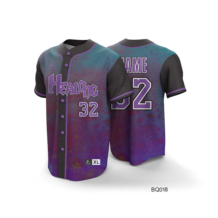 Newest Fashion Color Gradient Design Baseball Jersey Suit Multicolor  Baseball Jersey