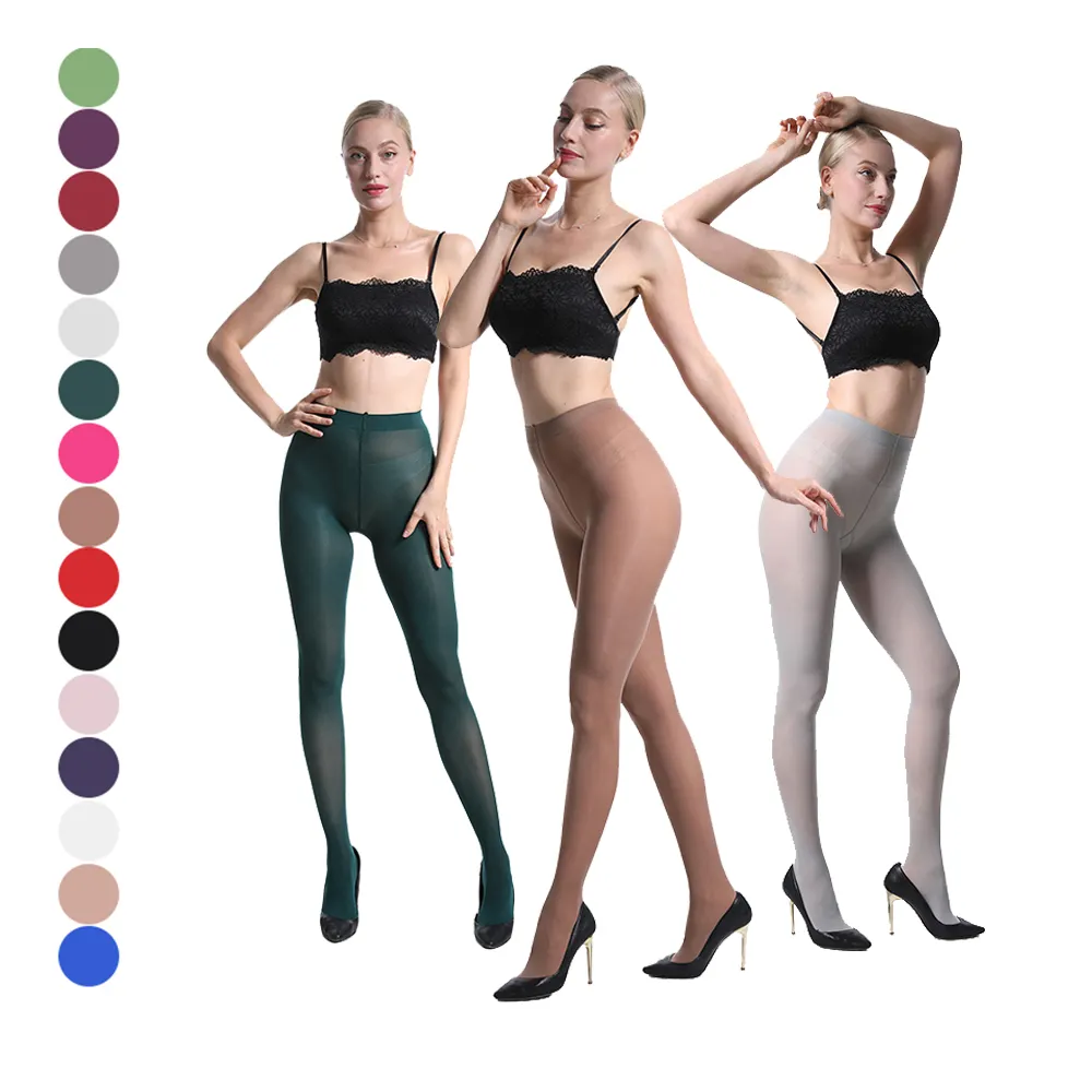 Của Phụ Nữ 80 Denier Vớ Mềm Bán Đục Màu Rắn Chân Tăng Cường Pantyhose