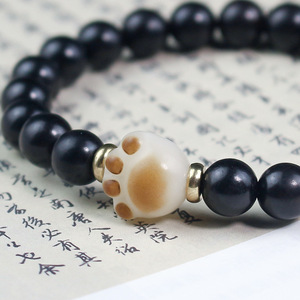 Bracelet en bois d'ébène Buster's Claw, 21 perles, design patte de chat, bijoux de style chinois, cadeau pour hommes et femmes - Product Image 2