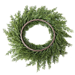 Guirlande de pin artificielle verte ronde de 5 pouces en plastique durable, décoration de Noël pour la maison, accessoires de fête en plein air, accessoires de mariage - Product Image 3