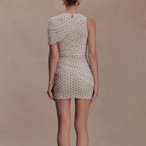 Nouvelle Robe Décontractée de Haute Qualité, Style Doux, Sans Manches, Col Rond, en Popeline de Coton, Mini, Modeste, Rétro, à Pois Blancs - Product Image 2