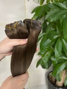 Extensioni di Capelli Umani Remy Cinesi di Alta Qualità, Clip-in, Doppia Trama, Marrone <span class=keywords><strong>Scuro</strong></span>, 35cm/14 Pollici, 7 Pezzi, 120g, Extension Voluminose - Product Image 5