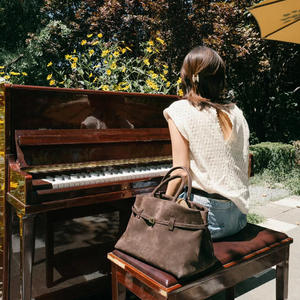 Sac fourre-tout décontracté en suède mat pour femme Jianghu, collection automne-hiver, avec fermeture ouverte et doublure en polyester, idéal pour le quotidien - Product Image 1