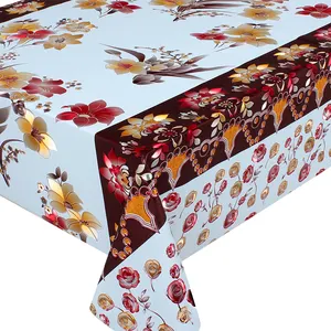 Yiwu Household Embossed Rolls PVC Plastic Polyester Table Cloth