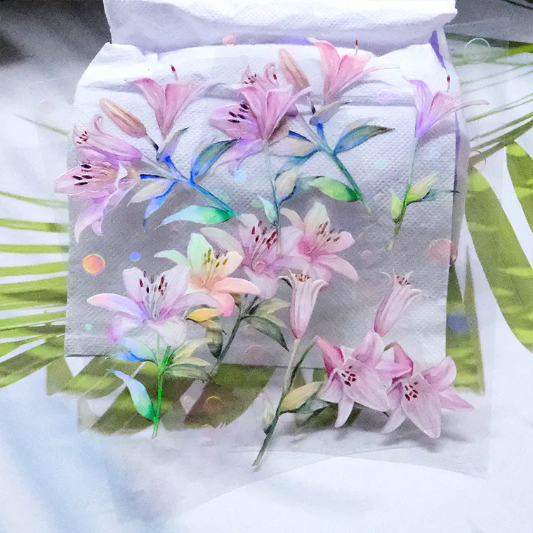 Penjualan laris perekat tahan air disesuaikan dicetak stiker bunga dekoratif