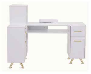 خشب حديث لورشة الصالون أبيض/ذهبي مع درجين قابل للقفل وراحة يد عالية الوضوح - Product Image 6