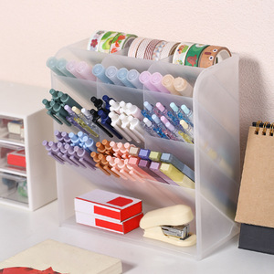 Transparent 13-Compartment Pen Holder Stationery Storage <b>Box</b> With Slanted Insert For Markers Art Pens <b>Large</b> Capacity Organizer - Product Image 3