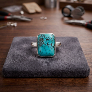 Anillo de Plata de Ley 925 con Turquesa, Hecho a Mano, Clásico, con Engaste de Garras, Regalo de Compromiso, Joyería para Bodas y Fiestas - Product Image 3