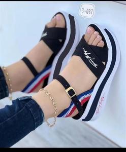 Large Size Summer Flat Slope Heel Fish Mouth Cloth Surface Outdoor Casual Versatile Women's Sandals - Product Image 6