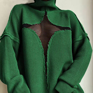 Maglione Pullover Vintage 2025 con Ricamo Floreale per <span class=keywords><strong>Donna</strong></span>, Design Traforato in <span class=keywords><strong>Maglia</strong></span> Casual, Moda Streetwear per Autunno Inverno - Product Image 3