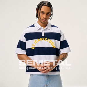 YITE Streetwear T-shirt da <span class=keywords><strong>uomo</strong></span> in cotone con borchie, colletto <span class=keywords><strong>a</strong></span> risvolto, taglio cropped e vestibilità ampia, <span class=keywords><strong>a</strong></span> <span class=keywords><strong>righe</strong></span>, <span class=keywords><strong>a</strong></span> maniche corte, con bottoni, in jersey, personalizzabile, tipo <span class=keywords><strong>polo</strong></span> - Product Image 6