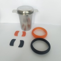 Infuseur à thé en acier inoxydable avec filtre en maille, passoire à thé à double poignée avec couvercle en silicone, filtre à thé en vrac pour théière et tasse