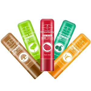 Aichun Lip Balm Perubahan Warna Merah Muda Alami Mini, Vitamin C Kustom Kecantikan untuk Wanita dan Anak Perempuan