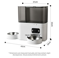 Distributeur automatique intelligent 2-en-1 pour animaux de compagnie avec fontaine à eau, caméra HD 1080P, contrôle à distance via application, vision nocturne, audio bidirectionnel et anti-fuite