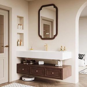 Mueble de baño de lujo ligero, montado en la pared, con amplio espacio de almacenamiento en cajones para guardar cosméticos de baño - Product Image 2