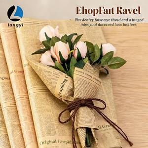 Carta da Imballaggio per Bouquet Stile Vintage Giornale, Carta da Imballaggio Floreale Personalizzata Stampata su un Lato, Confezione Unica per Regali e Bouquet - Product Image 3