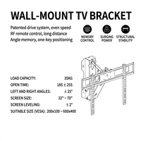 Support mural motorisé inclinable et pivotant pour téléviseur avec télécommande intelligente pour foyer et home cinéma