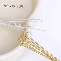 Lot de 50 Épingles à Œillets/Têtes Rondes/Têtes Plates Plaqué Or 18 Carats pour Fabrication de Bijoux DIY, Fournitures et Composants