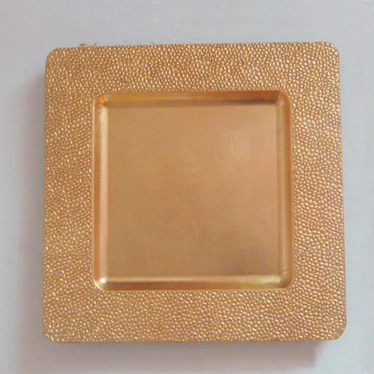 Plaque de charge carrée en plastique galet d'or de 13 pouces personnalisée