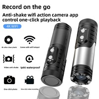 Cámara Deportiva 4K HD WiFi con Linterna, Cámara para Casco, Antivibración, Impermeable, con Tarjeta TF, Grabadora para Motocicleta