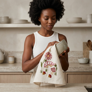 100% serviettes de cuisine en coton bio respectueux de l'environnement DTG imprimé animal personnalisé brodé réutilisable utilisation de la salle à manger à domicile - Product Image 1