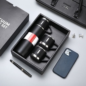 Conjunto de Presente Garrafa com Caneca Garrafa Térmica Isolada Frasco a Vácuo Garrafa de Água Caneca Tumbler Conjunto de Presente com 3 Tampas - Product Image 3