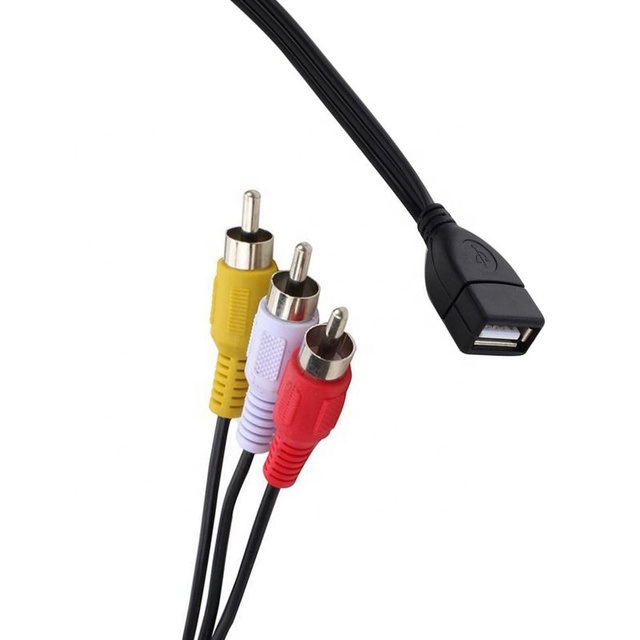 Nickel-plated 2.0 USB a Female to 3RCA RCA Cable with Copper Conductor for Audio/Video Use