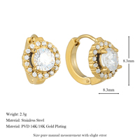Boucles d'oreilles ultra-lumineuses et tendance en acier inoxydable plaqué or 18 carats, style classique coréen, motif tournesol avec incrustations de diamants