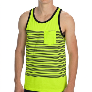 Débardeur de sport respirant à rayures pour homme avec poche, col rond, sans manches, décontracté - Product Image 4