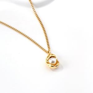 Elegant 18K Gold Plated Unique Stainless Steel Anti Tarnish Irregular Charm <b>Pendant</b> Trendy <b>Pearl</b> Necklace Jewelry for Women - Product Image 4