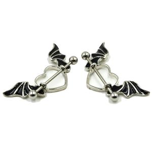 Anillos de pezón de mancuerna de acero inoxidable, <span class=keywords><strong>Piercing</strong></span> corporal, joyería, Escudo de pezón de <span class=keywords><strong>Alas</strong></span> del diablo, anillo para pezón en forma de corazón - Product Image 6