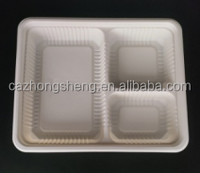 Plateau repas scolaire jetable en amidon de maïs ZS 850 ml à 3 compartiments et assiettes de fête compostables, micro-ondables et biodégradables