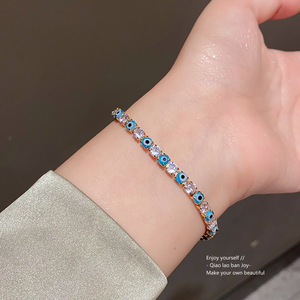 Nuovo arrivo Turkish Blue Eye bracciale CZ demone Eye amuleto braccialetto all'ingrosso donna gioielli - Product Image 5