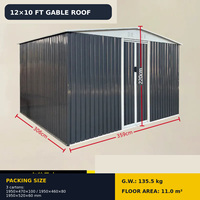 Abri de stockage industriel en acier galvanisé 12x10 pieds avec portes doubles pour outils de jardin extérieurs
