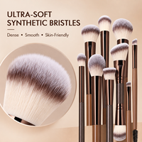 Ensemble professionnel de 14 pinceaux de maquillage en poils synthétiques doux, or rose, double embout, multifonctionnels pour le visage et les yeux, denses et faciles à utiliser